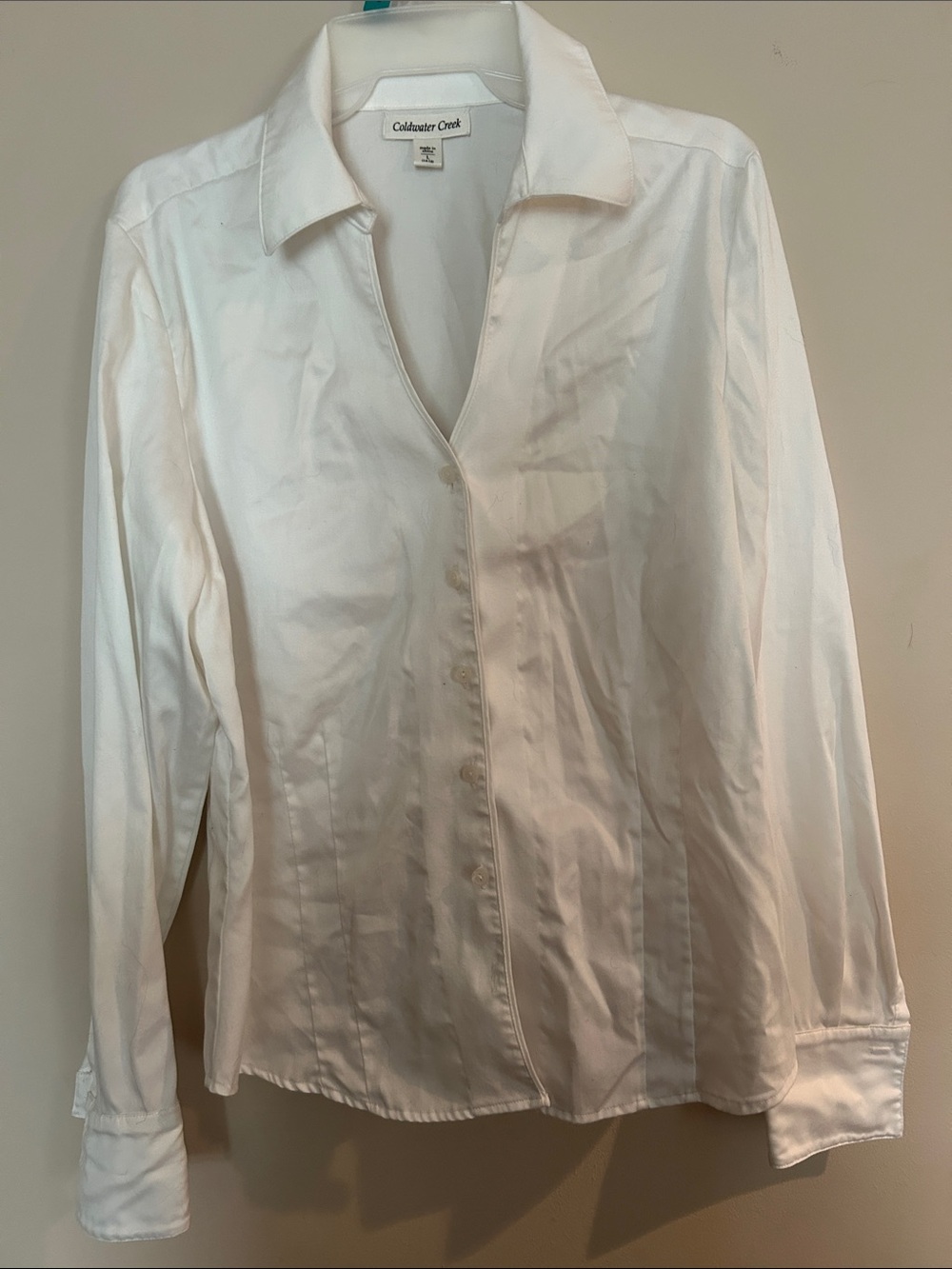 Coldwater Creek White Long-Sleeve Button Front Shirt